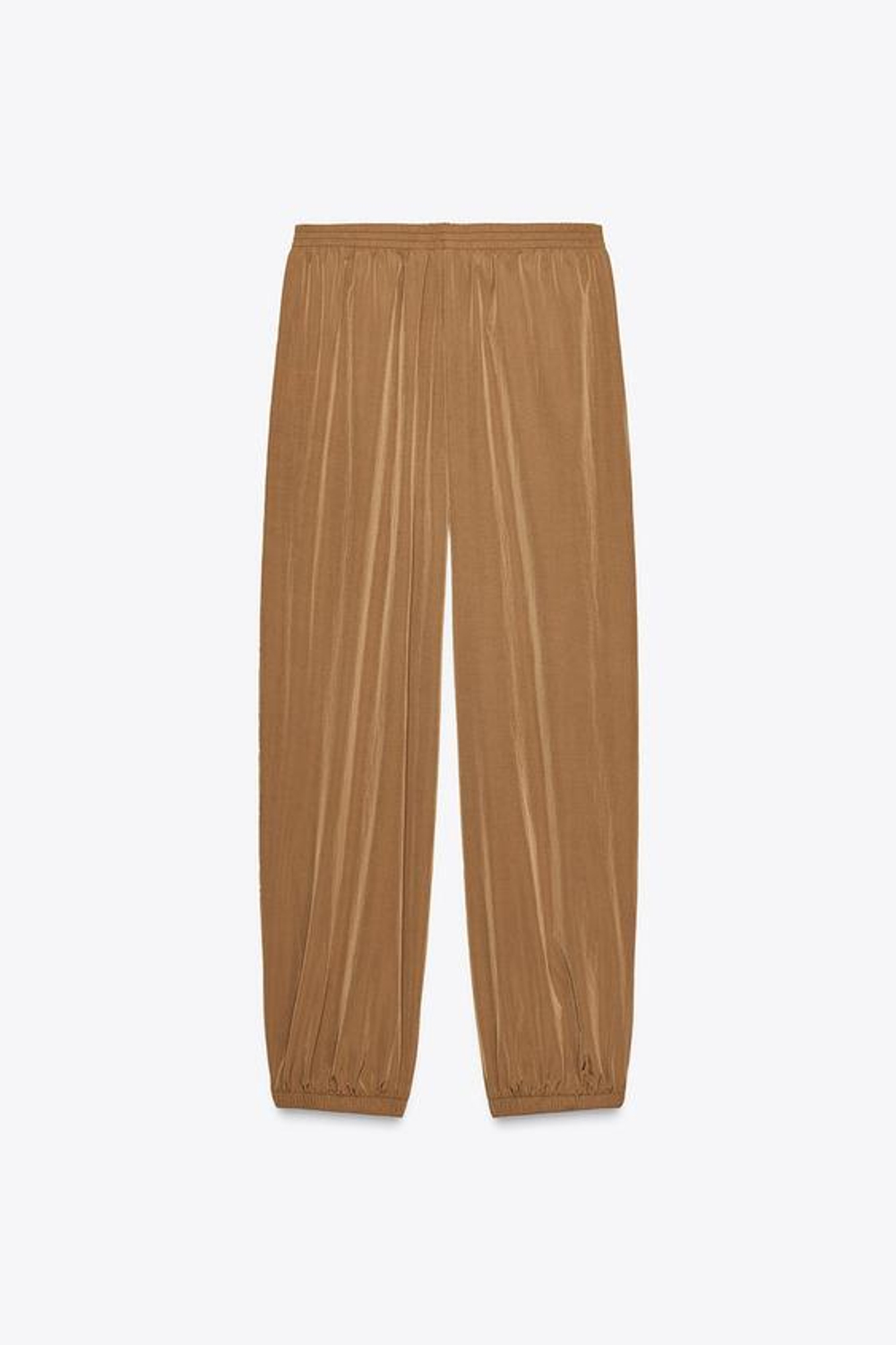 ZARA БРЮКИ-ШАРОВАРЫ ИЗ НЕЙЛОНА С ЭЛАСТИЧНЫМИ МАНЖЕТАМИ, ГОРЧИЧНЫЙ