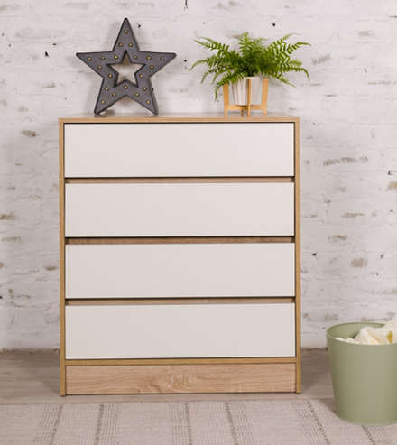 Комод с 4-мя ящиками Бруно дуб сонома/белый