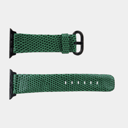 Ремешок для Apple Watch 40/41/42 mm из кожи ящерицы, зеленого цвета
