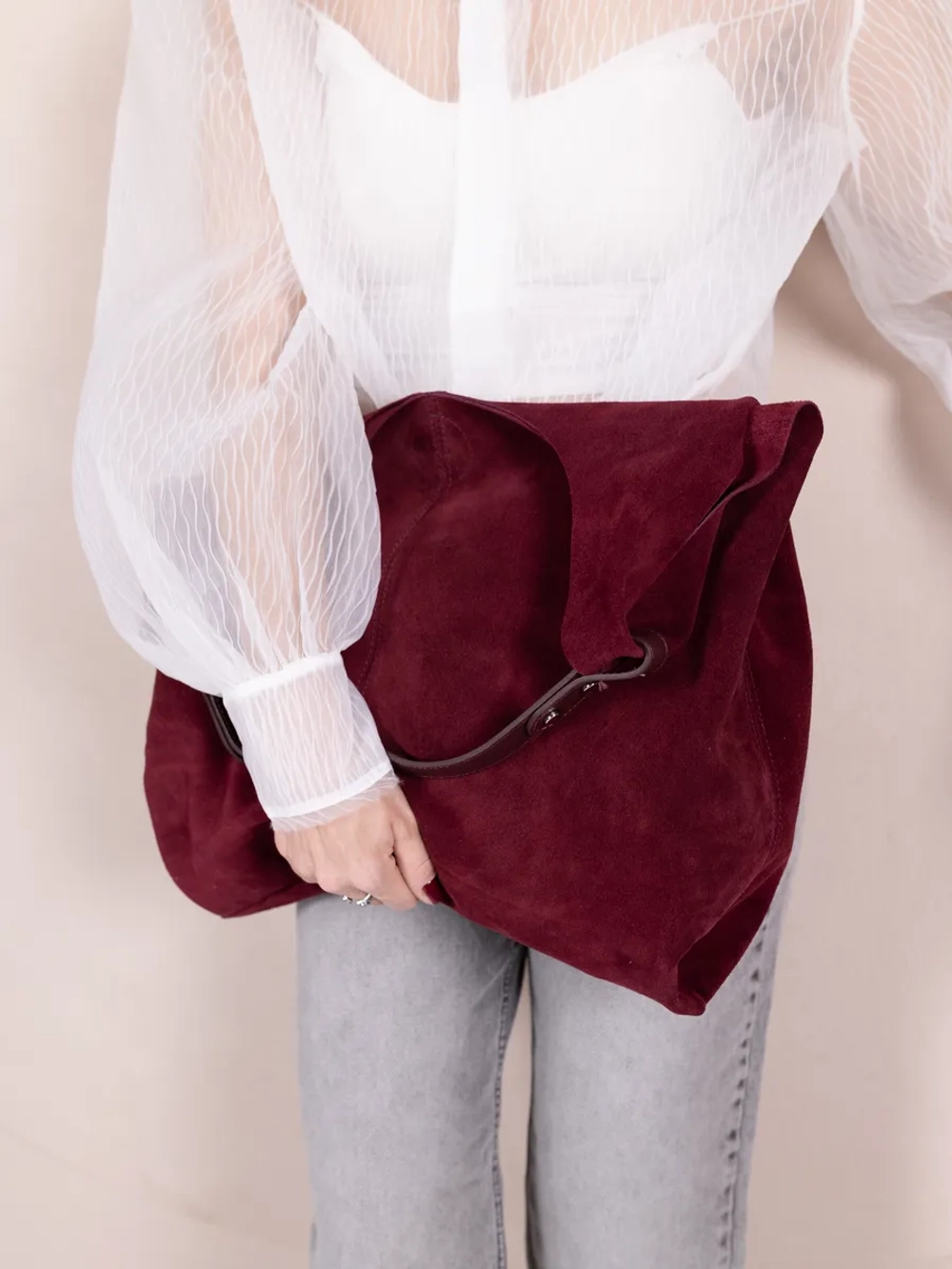 сумка через плечо шоппер натуральная замша