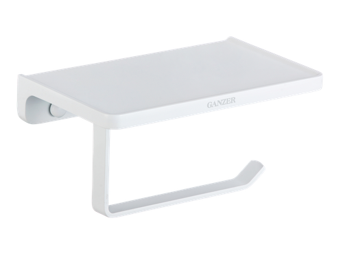 88034-F Держатель для туалетной бумаги с полкой (БЕЛЫЙ) GANZER  (20/1шт)