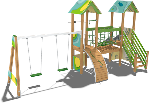 Детский городок Ярославль (стойки дуб, паттерн Papercut)