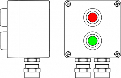 Взрывозащищенный пост управления из алюминия CPE-A-12-(1xP1G(11)-1xP1R(11))-2xAASBMB(C)1Ex d e IIC T6 Gb / Ex tb IIIC T80°C Db IP66