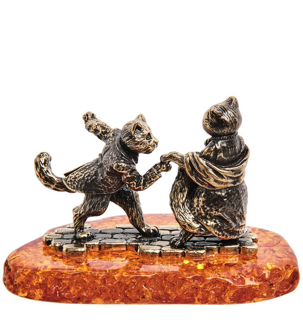 Народные промыслы AM-3074 Фигурка «Коты Ромэо и Джульета» (латунь, янтарь)