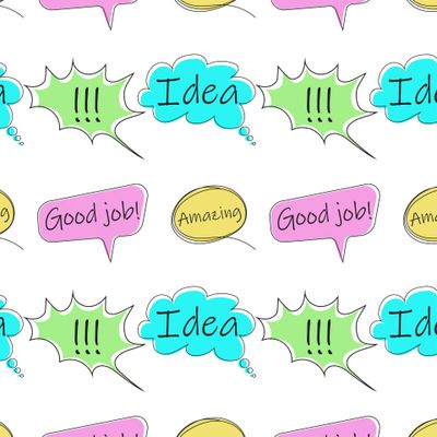 speech bubble, ball with text box, hand drawing, vector pattern