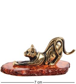 Народные промыслы AM-3063 Фигурка «Кошка Готика» (латунь, янтарь)
