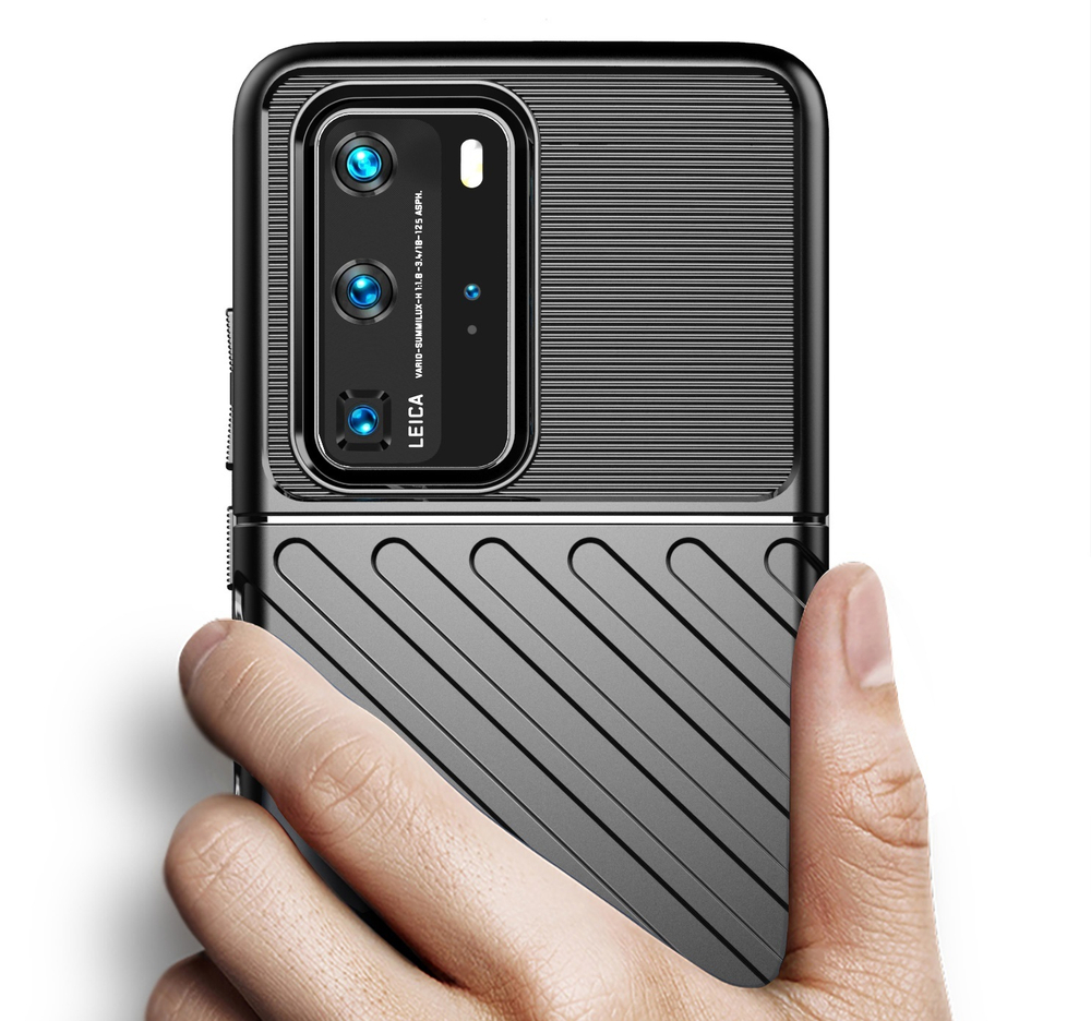 Мягкий защитный чехол на Huawei P40 Pro, черный цвет, серии Onyx от Caseport