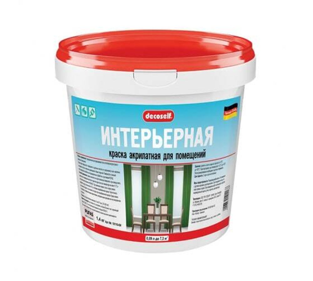 Краска ПУФАС моющ. Decoself мороз белая 1,4 кг