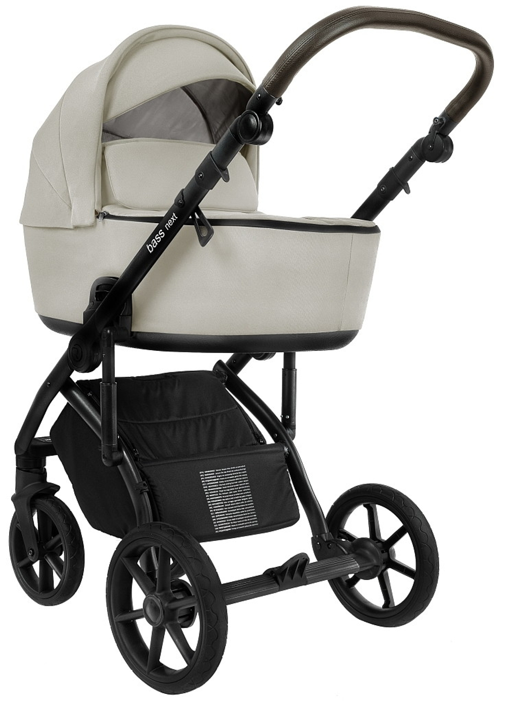 Детская коляска Roan Bass Next 2.0 3 в 1 с автокреслом Pituso Baesa Pro Black BSN/45/2 Marzipan/Black/руч.Cappuccino(2 места)