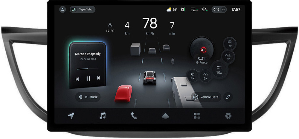 Магнитола для Honda CR-V 4 2012-2016 (большая рамка 10) - Teyes CC4-PRO монитор 13" 2K QLED на Android 13, Snapdragon 778G, 8+128, AI, CarPlay, DSP, 4G SIM-слот