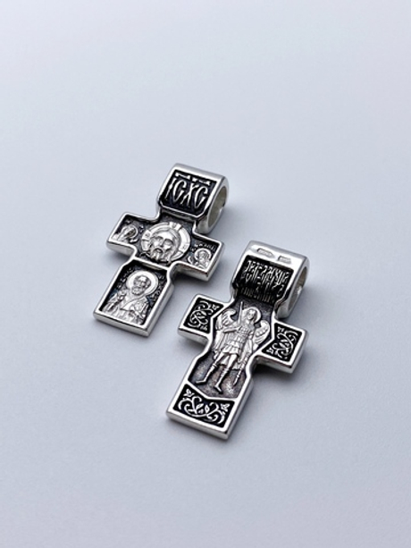 Крест из серебра/Чернение/Михаил/Николай
