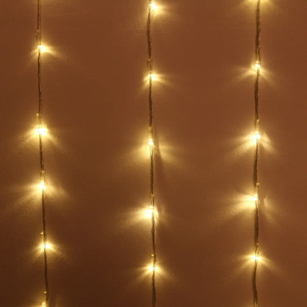 Гирлянда для дома ЗАНАВЕС «Водопад» ш3,0* в2,5 м 360 ламп LED, прозрач.пров, 8 реж, IP-20, Теплый белый (возможность соединения)