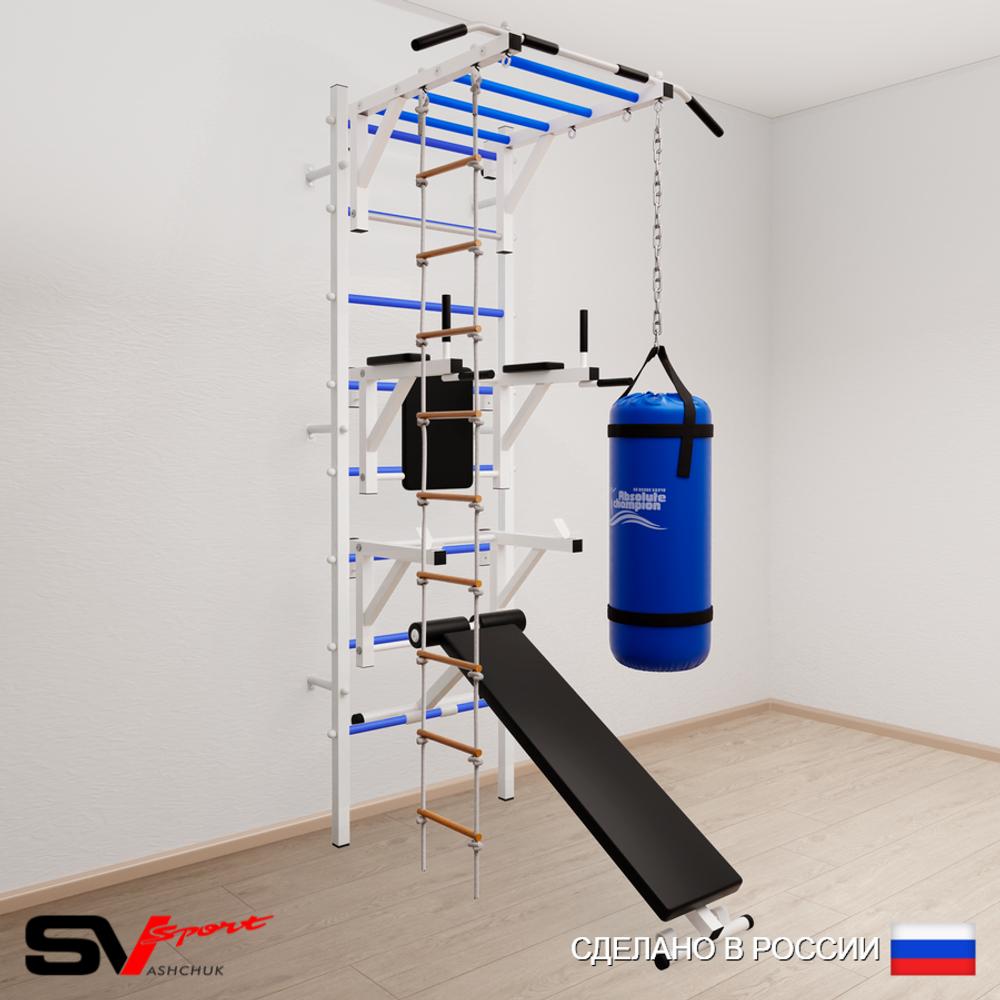 Шведская стенка Sv Sport 5622 (Турник рукоход/Брусья/Стойка/Скамья/Лестница/Цепь/Мешок 22кг)