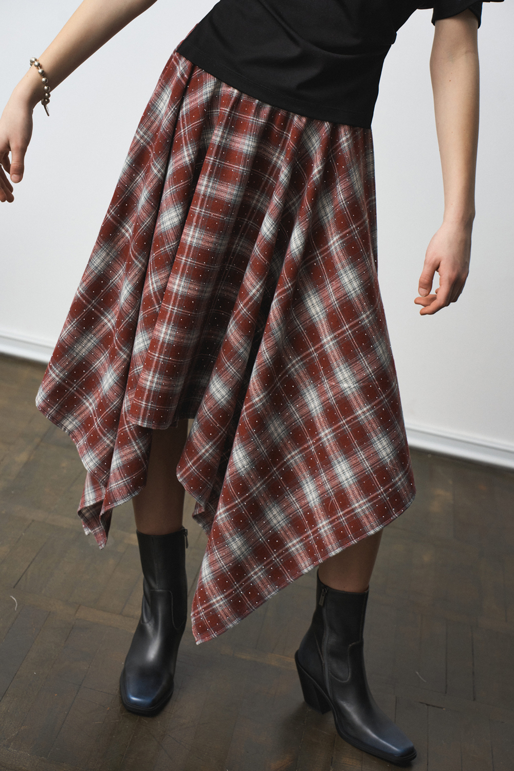 Юбка 1302 принт клетка-килт бордовый