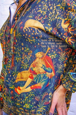 Зип худи "Средневековая пастораль", по мотивам средневекового гобелена «Пастух и пастушка»