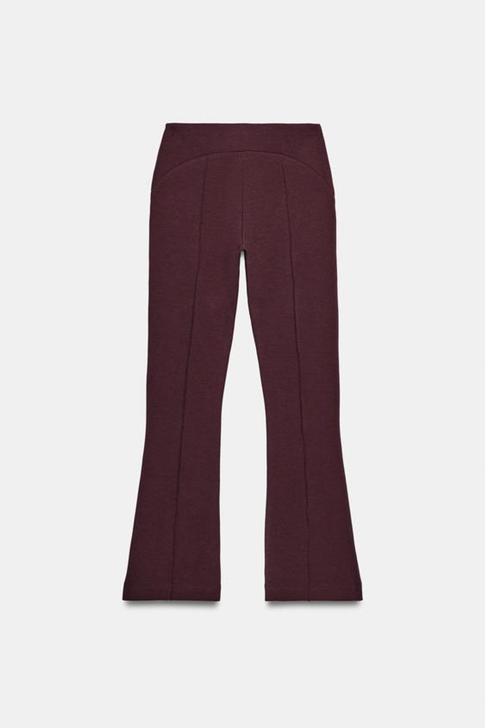 ZARA БРЮКИ FLARE ИЗ ИНТЕРЛОКА СО СТРЕЛКАМИ, ВИННЫЙ