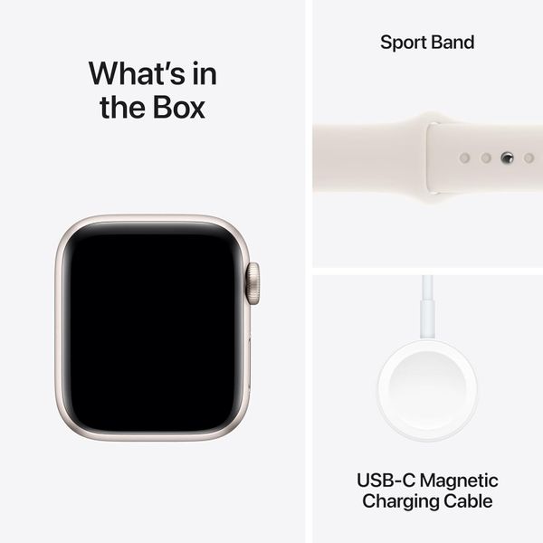 Умные часы Apple Watch SE 2024 44 мм из алюминия цвета «сияющая звезда», спортивный ремешок «сияющая звезда» (M/L)