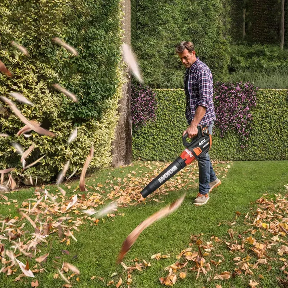 WORX WG584E 20В аккумуляторная воздуходувка (2 x 2 Ач, ЗУ) 40.3 м/с