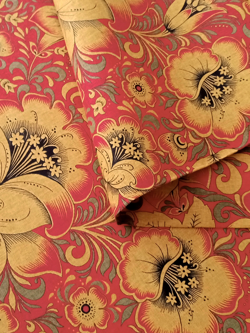 Ткань бязь плательная, рис. "Хохлома", ширина 150 см, арт. 34.6