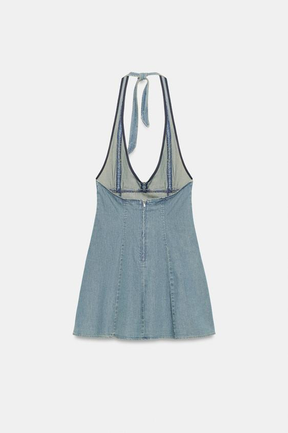ZARA МИНИ-ПЛАТЬЕ ХАЛТЕР, СИНИЙ