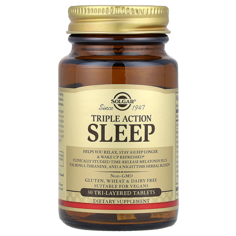Solgar, средство для сна, тройного действия, 30 трехслойных таблеток