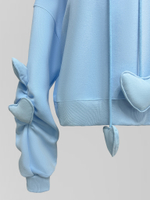 Толстовка LJHY 8315 однотонная со сборкой и сердечками на рукавах