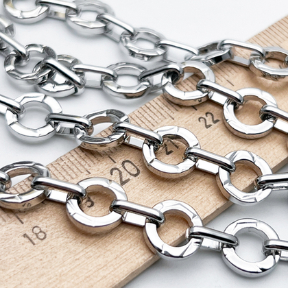 Цепочка, цвет серебро (родий), размер звена 10*10+10*2 мм, цена за отрезок 25 см