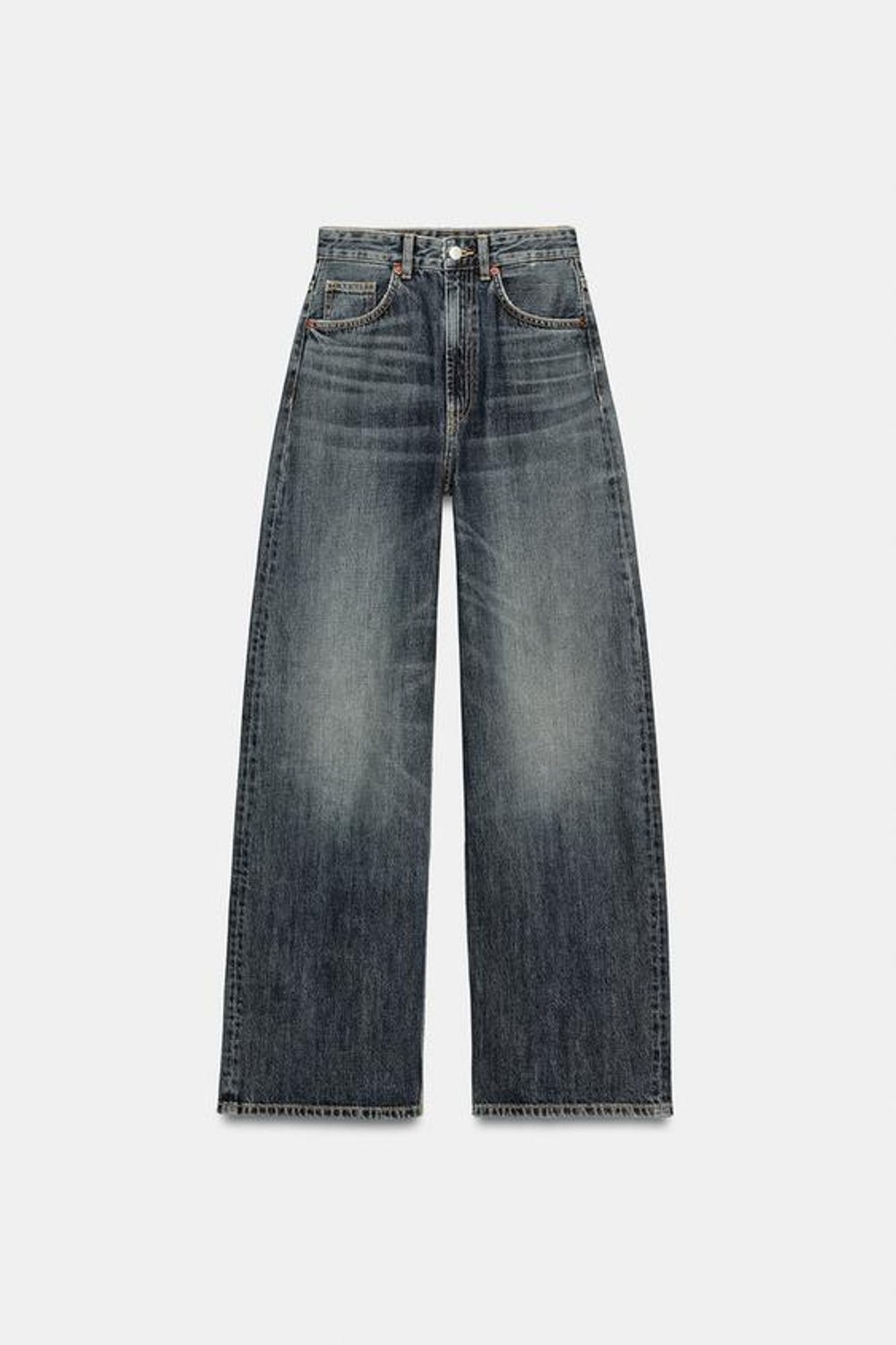 ZARA ДЖИНСЫ TRF EXTRA WIDE-LEG С ВЫСОКОЙ ПОСАДКОЙ, СИНИЙ