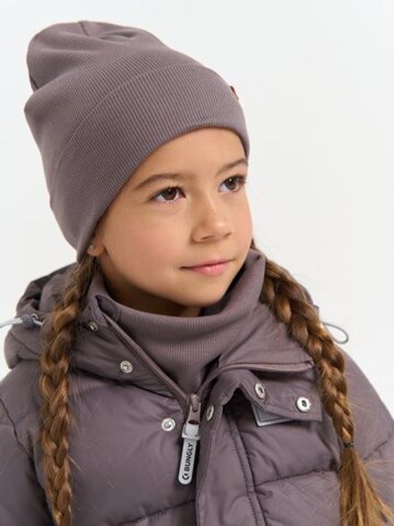 Шапка и снуд трикотажные двухслойные "Темный шоколад"