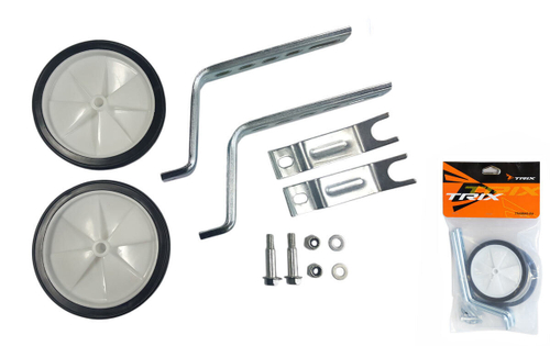 Колесики дополнительные TRIX с креплениями на детский велосипед, стойки 12-20", пластик-резина, черно-белые