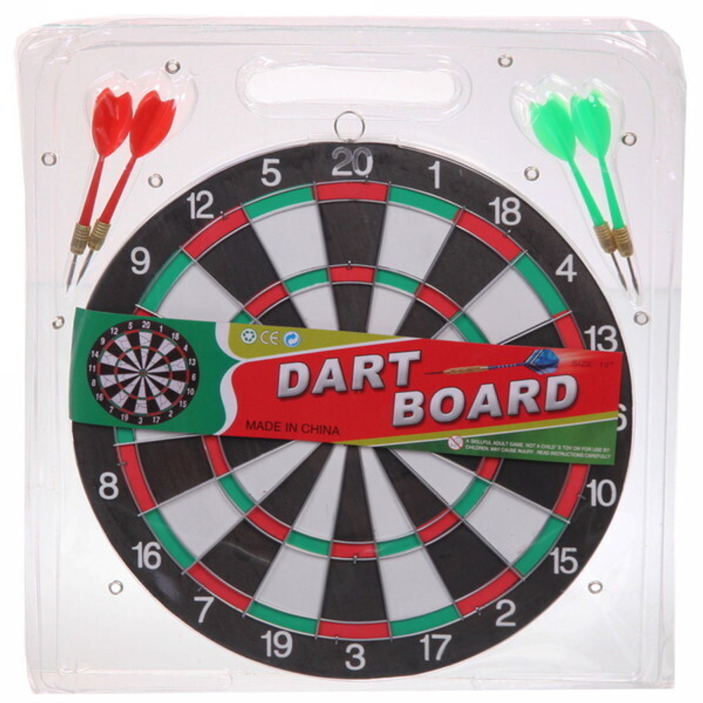 Набор для игры в дартс D-1201R: мишень 29 см, 4 дротика (блистер)