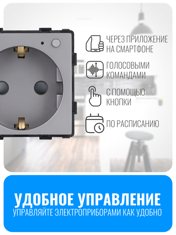 Умная ZigBee розетка с заземлением Smart Aura серия Classic без рамки