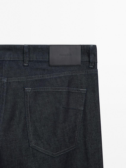 Massimo Dutti Зауженные джинсы с эффектом потертости, индиго