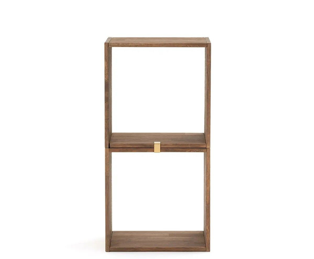 Полки 35х28х35, Эдгар, настенные, напольные, комплект из 2 шт, деревянные, дизайнерские, стеллаж модульный - 2 куба, массив дуба, цвет темный дуб, Dipriz