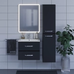 Тумба с раковиной для ванной Uperwood Foster 60 см, подвесная, черная