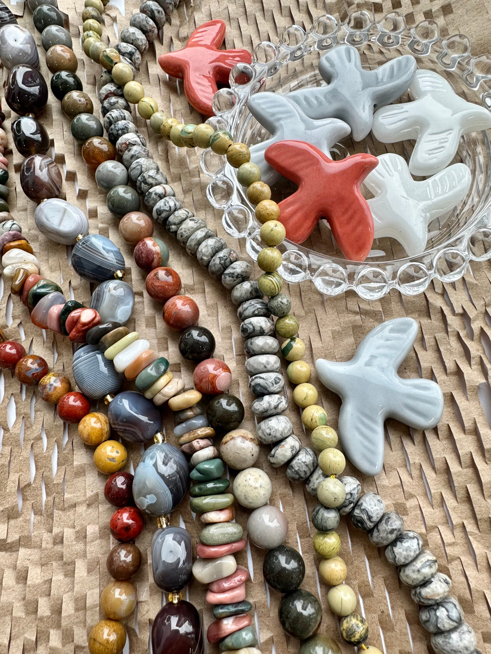 Бусина Птица 40мм, стекло