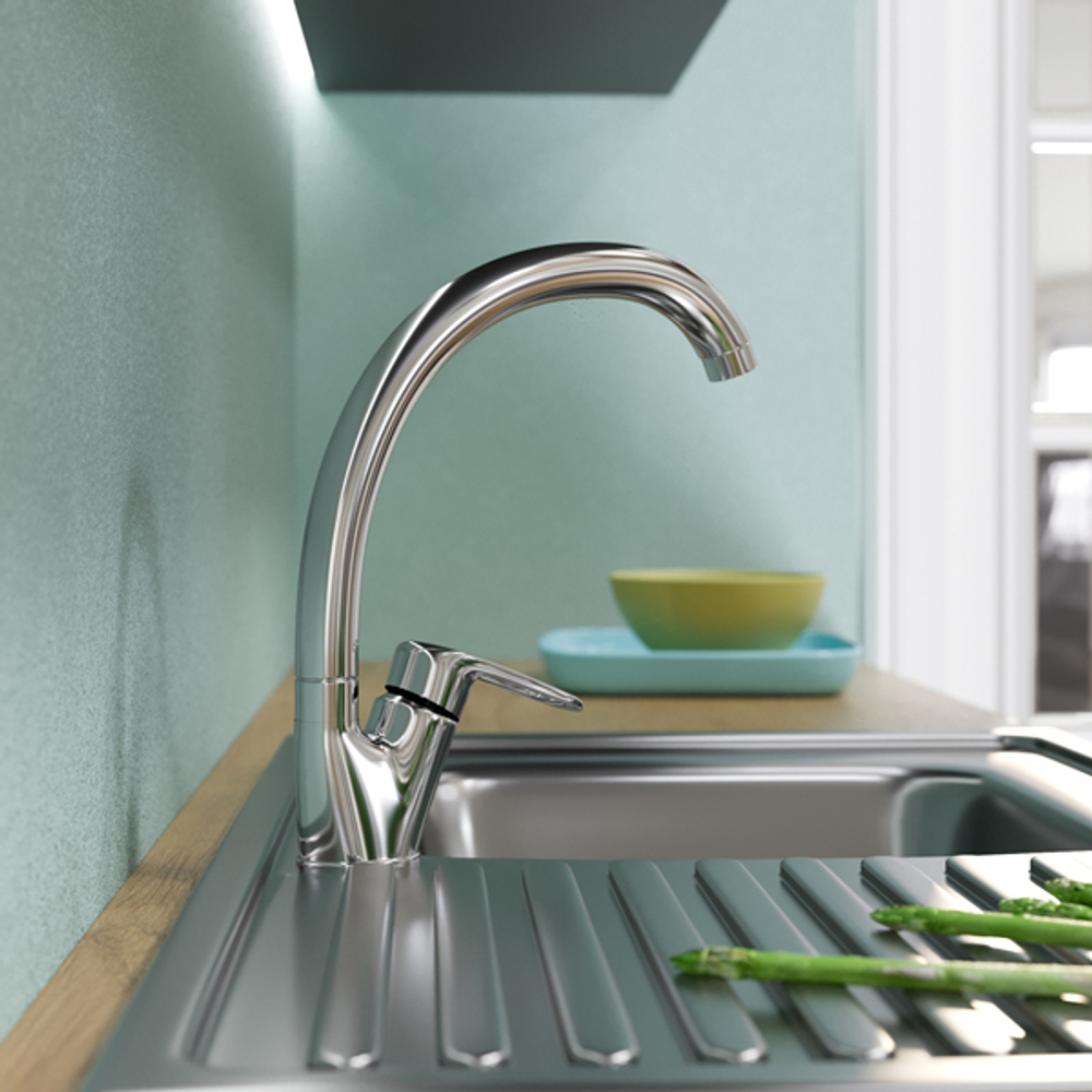 Смеситель для кухни 40k MIXLINE ML06-032 высокий излив с/отв боковая п/гайку (без подводки)