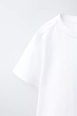 ZARA ОДНОТОННАЯ ФУТБОЛКА, БЕЛЫЙ