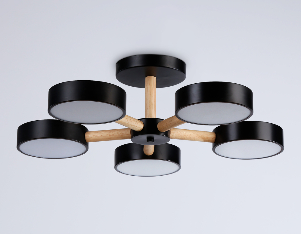 Подвесной светодиодный светильник с пультом FL4828/5 BK черный 3000K-6400K 65W D580*160 (ПДУ ИК)