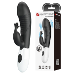 Черный вибратор-кролик 19,8см со стимулятором клитора Pretty Love Rasmussen Bunny Vibrator Black BW-500072-A3