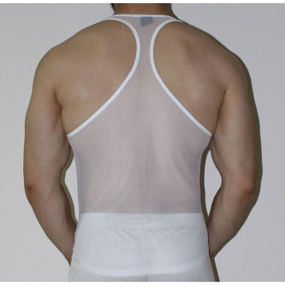Белая мужская сетчатая майка (Размер: XS) (Цвет: белый)