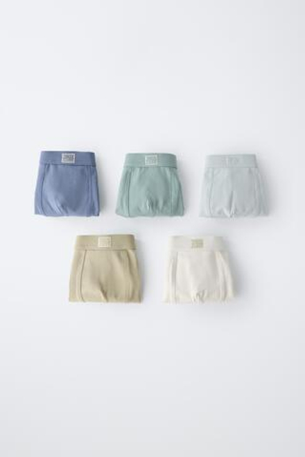ZARA НАБОР ИЗ ПЯТИ ТРУСОВ-БОКСЕРОВ С ЛОГОТИПОМ, РАЗНОЦВЕТНЫЙ