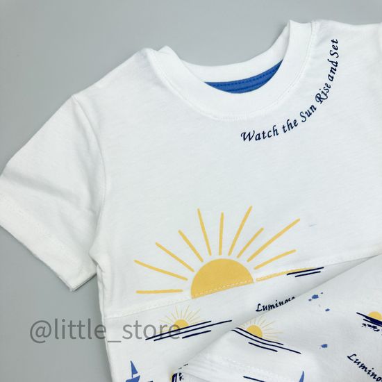 Комплект хлопковый "На горизонте" белый/синий