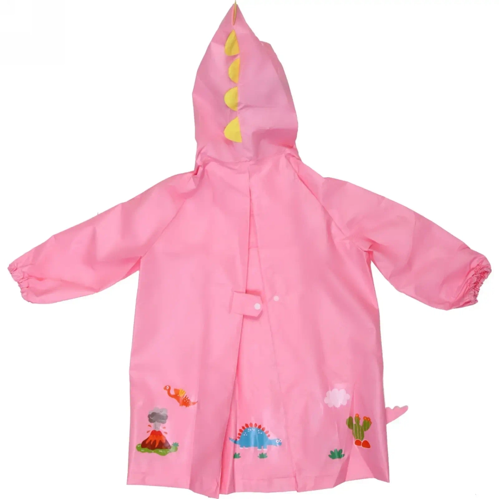 Дождевик-плащ детский «Рокки-Динозаврик» с капюшоном, рукава на резинке, цвет розовый, размер L(68*50см) ДоброСад