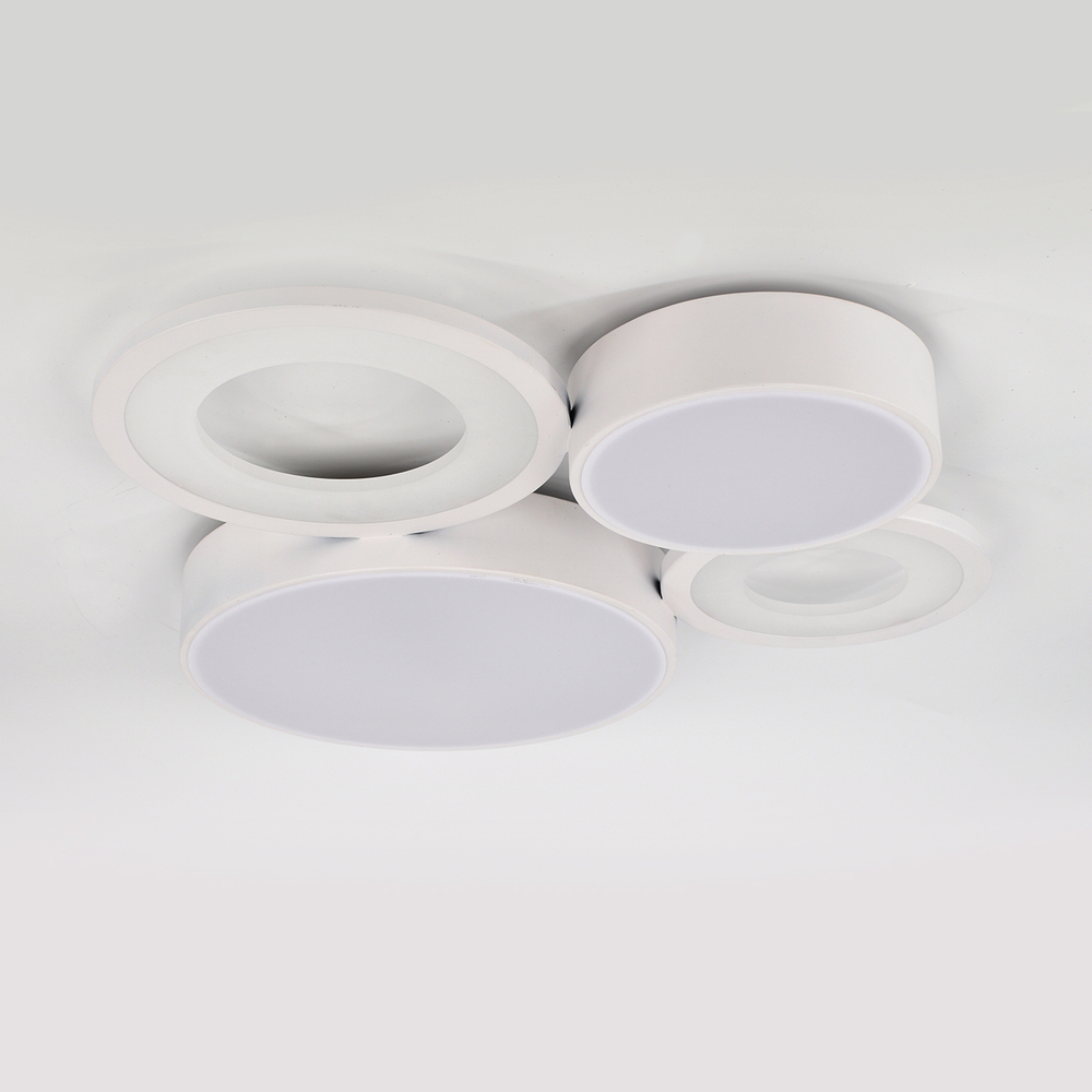 Потолочный светодиодный светильник 67Вт, 4500лм, 3000-6000K, Ra>80, плавная регулировка мощности, изменение цветовой температуры, пульт, металл/акрил, белый