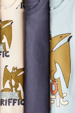 H&M Набор из 3 футболок с принтом, светло-бирюзовый