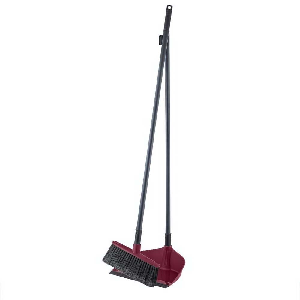 Набор Rock'n'Roll 5в1 щетка для пола с совком, с высокими пластиковыми ручками бордо