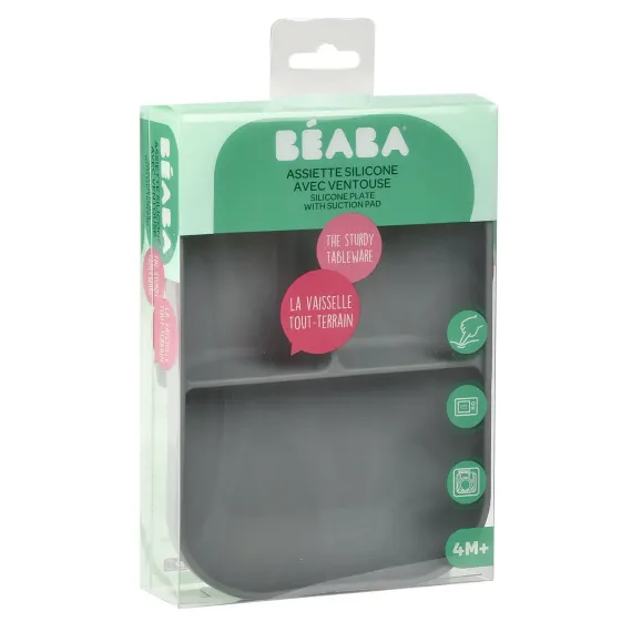 Тарелка из силикона Beaba Silicone Plate With Suction Cup Sage Green