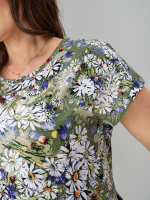 Платье П-026/оливковый-ромашковоеполе