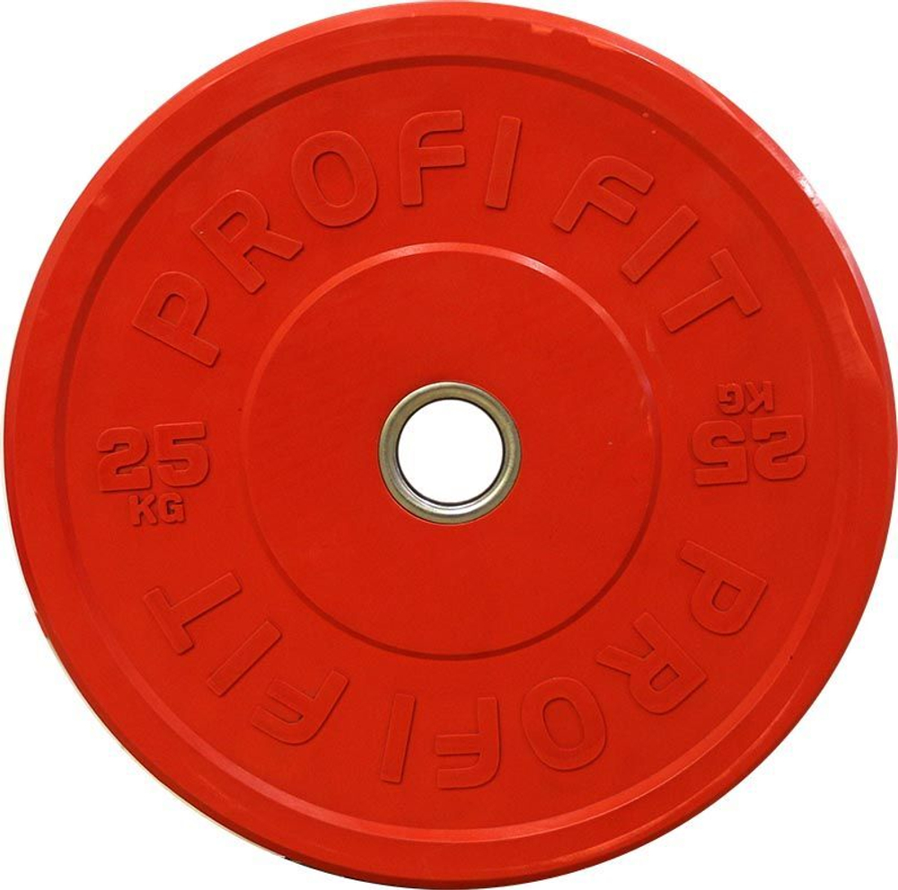 Диск для штанги каучуковый, цветной D51 мм PROFI-FIT 25 кг